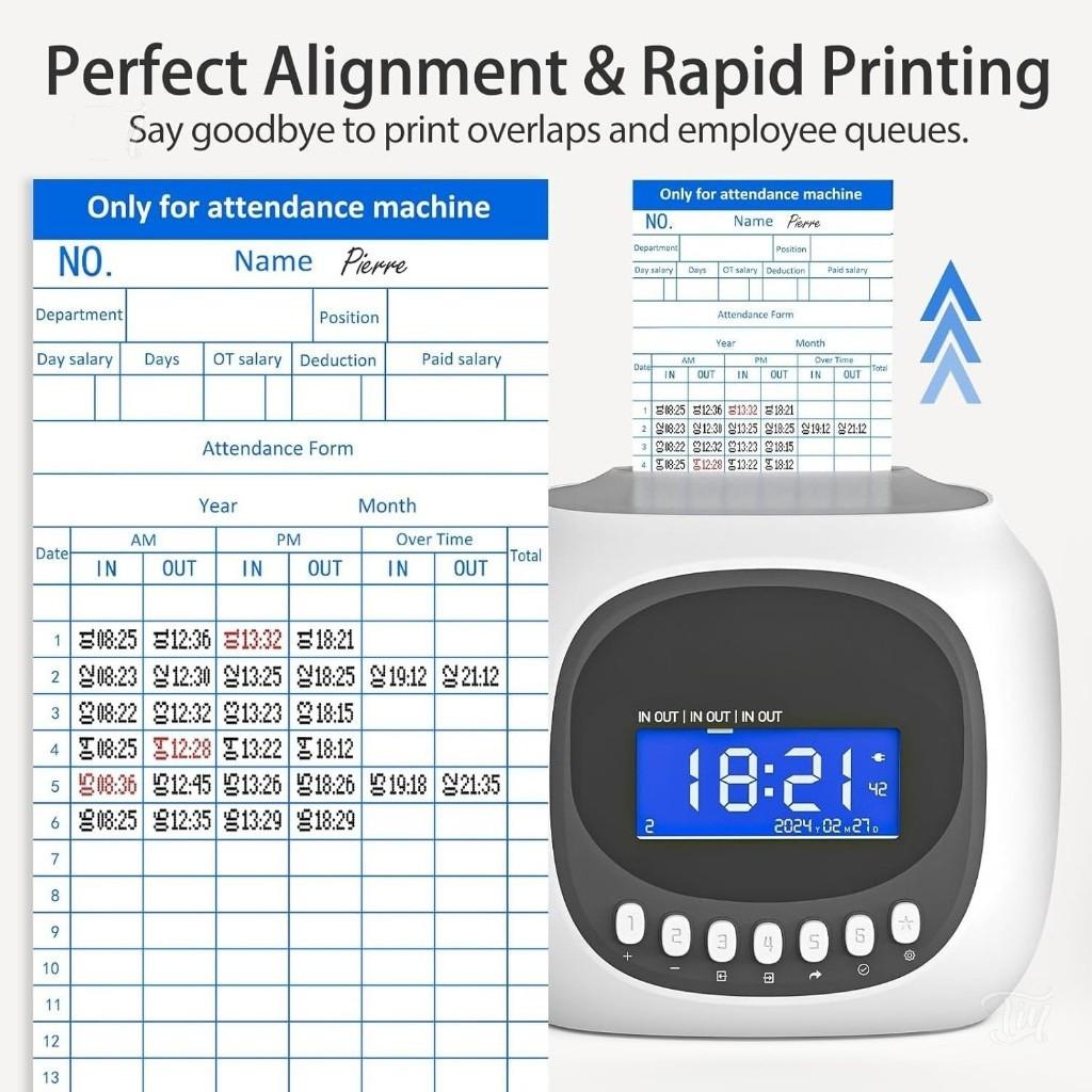 Punch Card Machine Color Attendance Machine Office Punch Card Machine Time Recorder DK Printer Auto-Align Time Card Machine