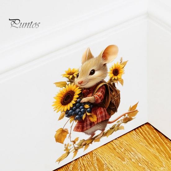 Easy Peel And Stick Murals Mouse Wall Stickers, Waterproof PVC Autumn Retro Fairy Tale Decals, Removable Kindergarten Decorations Decals for