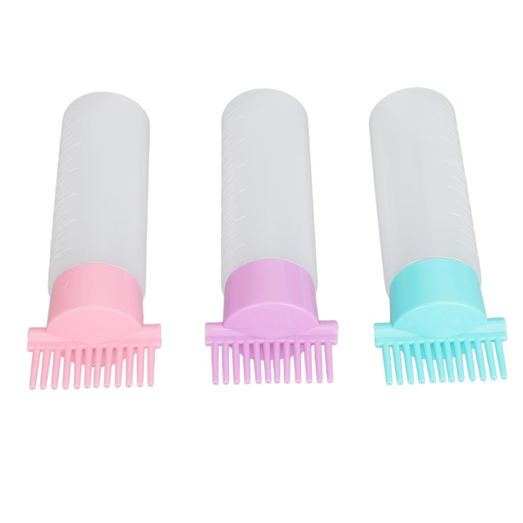 3pcs Root Comb Applicator Bottle for Hair Dye Graduated Scale Squeeze Hair Oil Applicator Brush 6 Oz