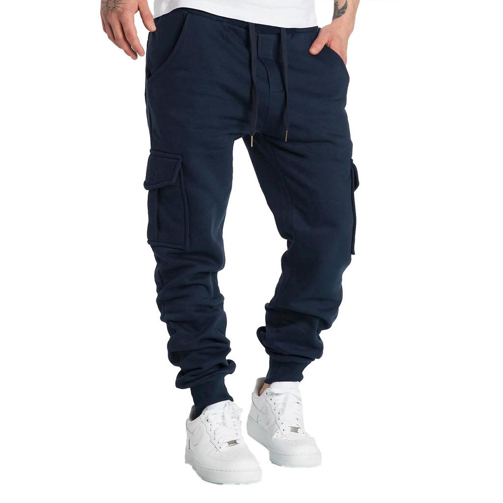 Herre Kasjual Cargo Joggebukser Vår Høst S-2XL Midje med Snøring Joggere Fotturer Taktiske Bukser for Menn med Lommer