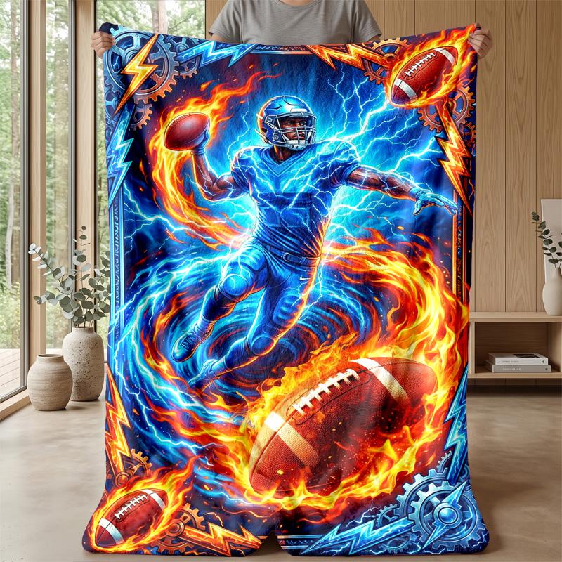 Electric Football Player 3 Theme blanket Lightweight Warm Flannel Blanket Decorative Throw Blanket for Home Decoration