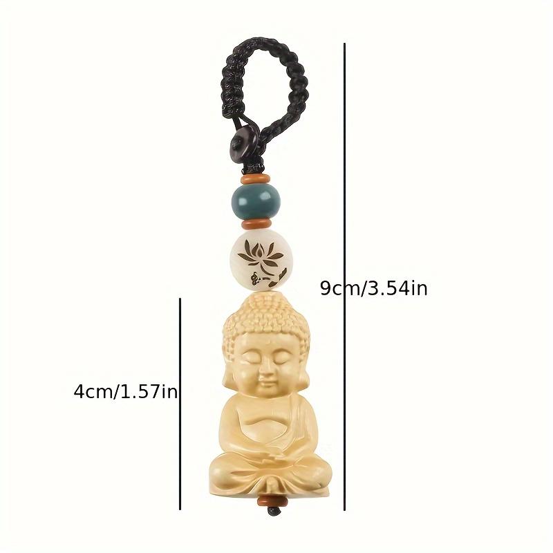 Vintage Hand-Carved Buddha Pendant, 1pc Religious Oval-Shaped Wooden Amulet with Blessing Motif – Ideal Christmas Gift, Hanging Ornament Decoration