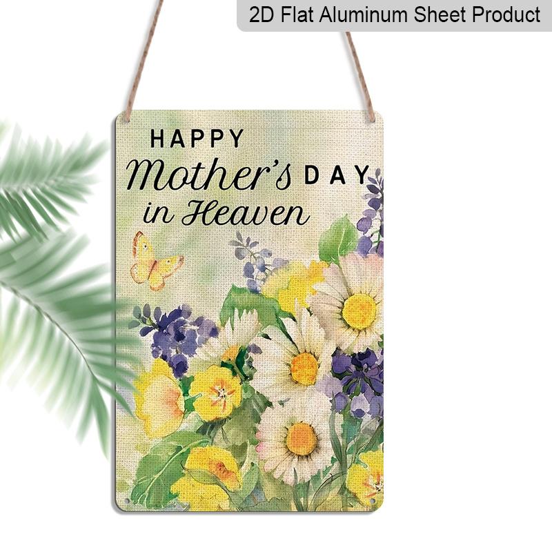 

2D Flat, 1pc Memorial Floral Metal Wall Art Sign Happy Mother s Day in Heaven - 8*12 Inch Aluminium Rustic Home Decor, Sympathy Wall Art, Loving 20*30cm