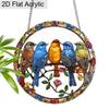 Acrylic Colorful Birds On A Branch Suncatcher, Stained Glass Style Window Hanging Ornament for Nature and Garden Lovers