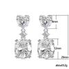 Heart and Cushion Cut Pink Stone Drop Earrings for Women Romantic Jewelry