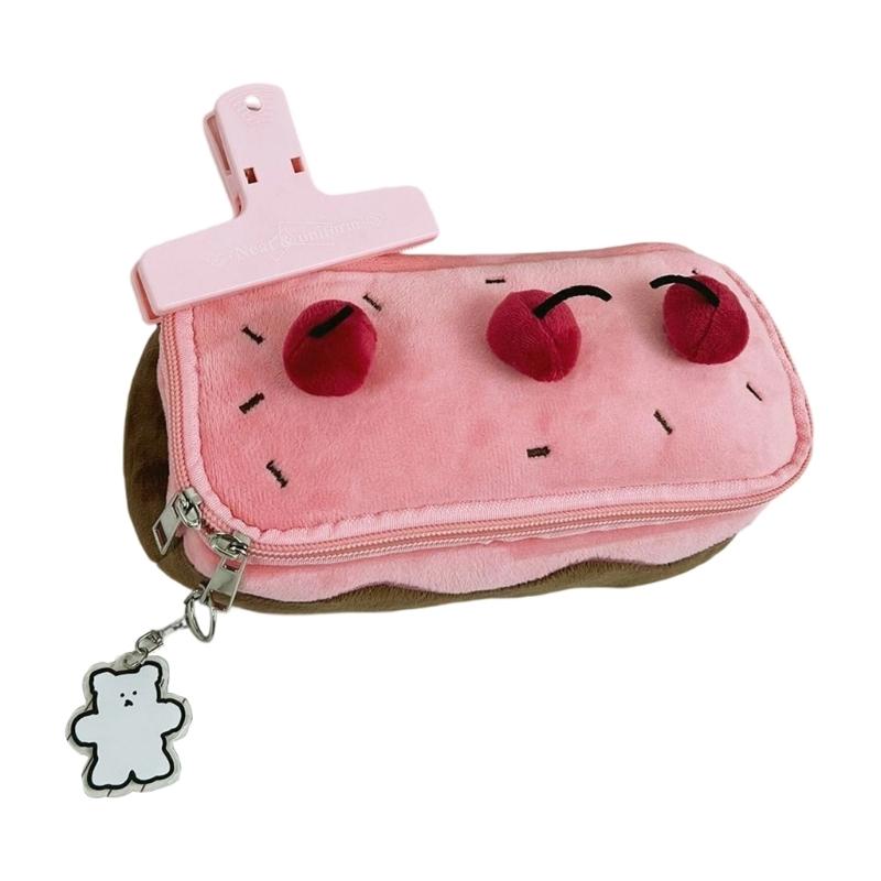 Cartoon Fruit Cake Pencil Bag Large Capacity Pencil Case Zippered Pencil Pouches Travel Cosmetic Bag For Student Artist