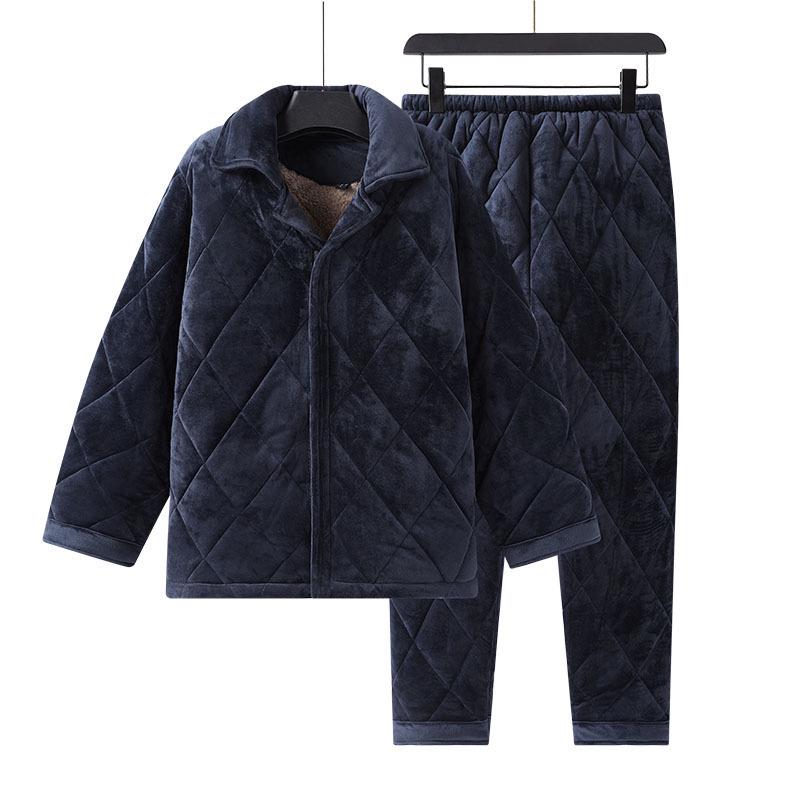 Crystal Velvet Winter Cotton Home Wear Set: Thick Padded Suit for Detention Center Guard