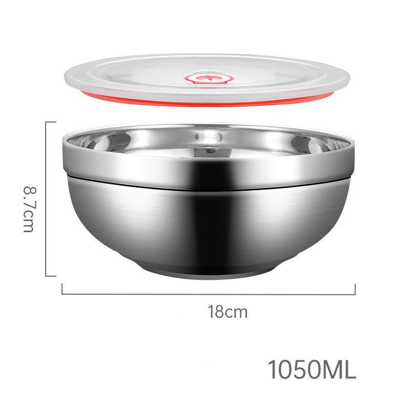 Ramen-Reisschüssel aus Edelstahl mit Deckel, doppelter Verbrühungsschutz, Lebensmittelbehälter, Instant-Nudeln, Suppe, Salatschüsseln, Küchengeschirr