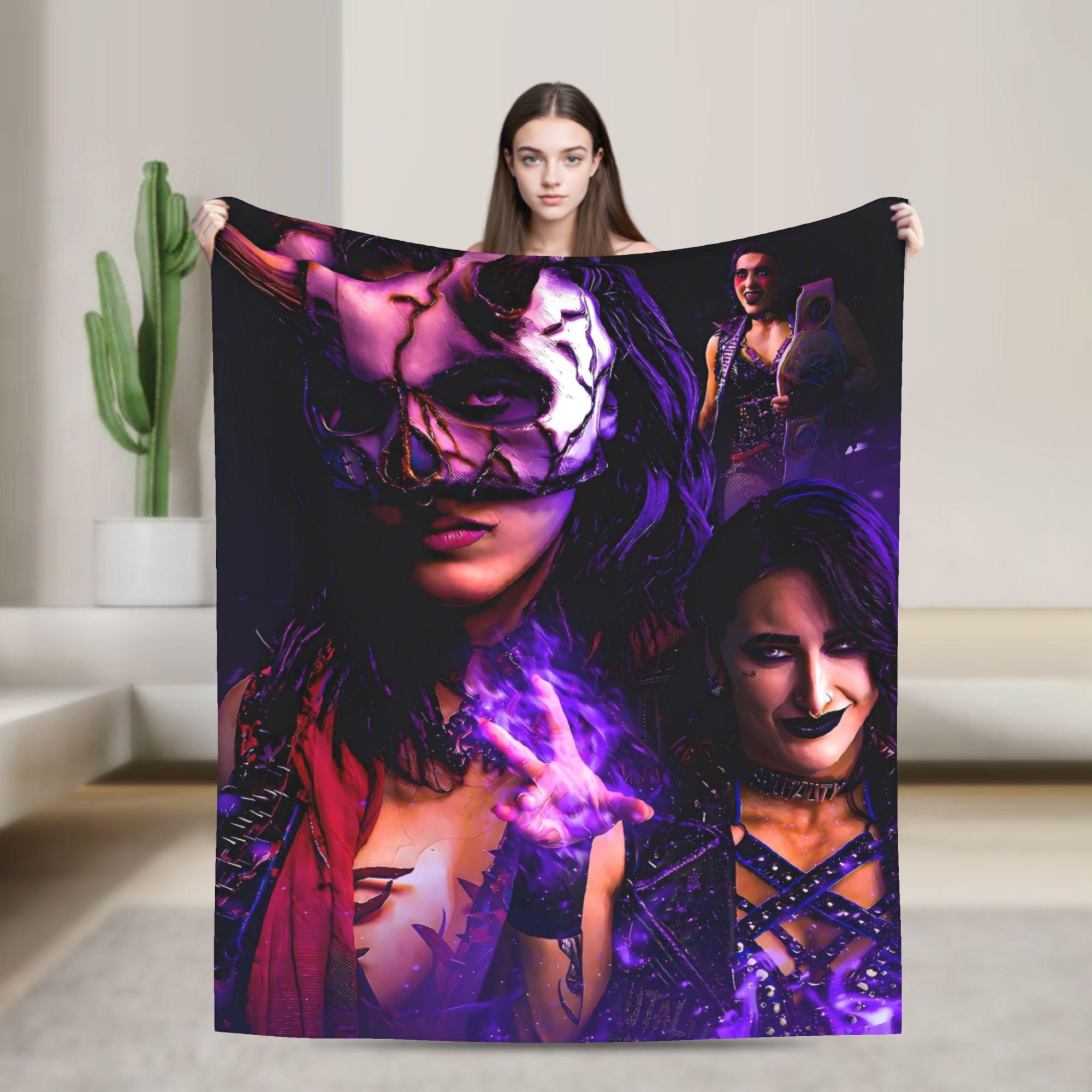 

Super Soft Blanket Airplane Travel Rhea Ripley Pro Wrestling Throw Blanket Flannel Bedspread For Living Room Sofa Bed Cover 80x60in