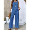 Women's Loose Fit Two Piece Outfit Sleeveless Tank Top High Waist Wide Leg Pants Set With 3D Abstract Print For Casual Summer Daily Wear