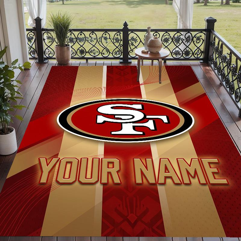 Custom Text Printed Rug San Francisco 49ers Non Slip Floor Carpet For Home Room Decor