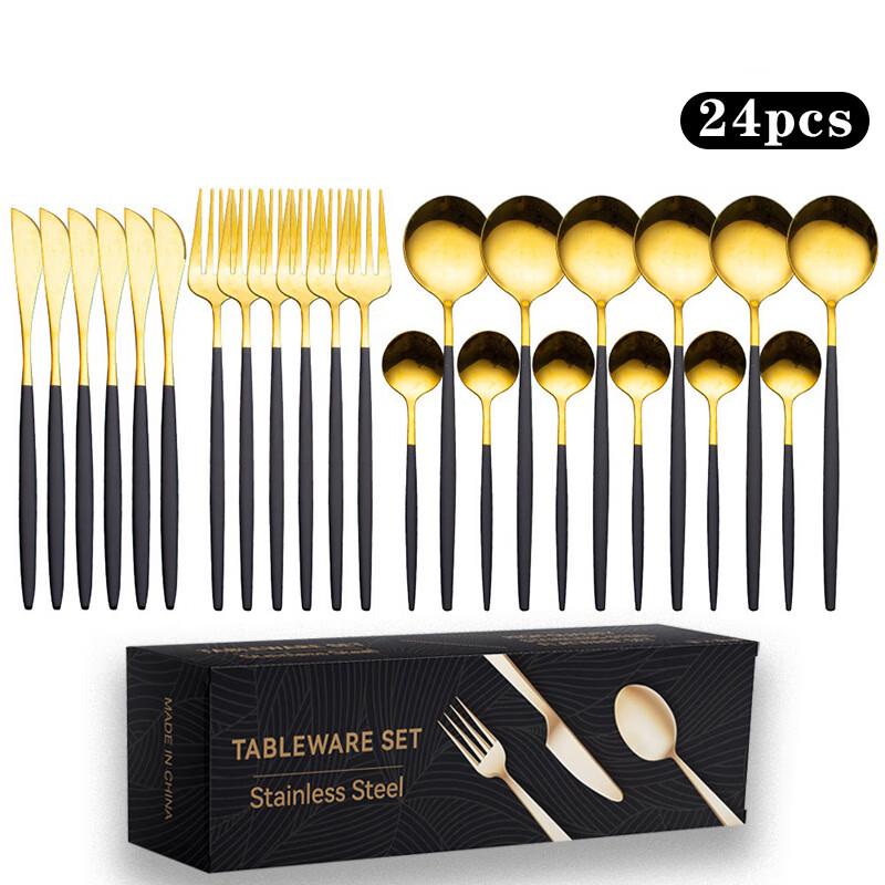 Lija 24-Piece Gold Titanium Portuguese Cutlery Set