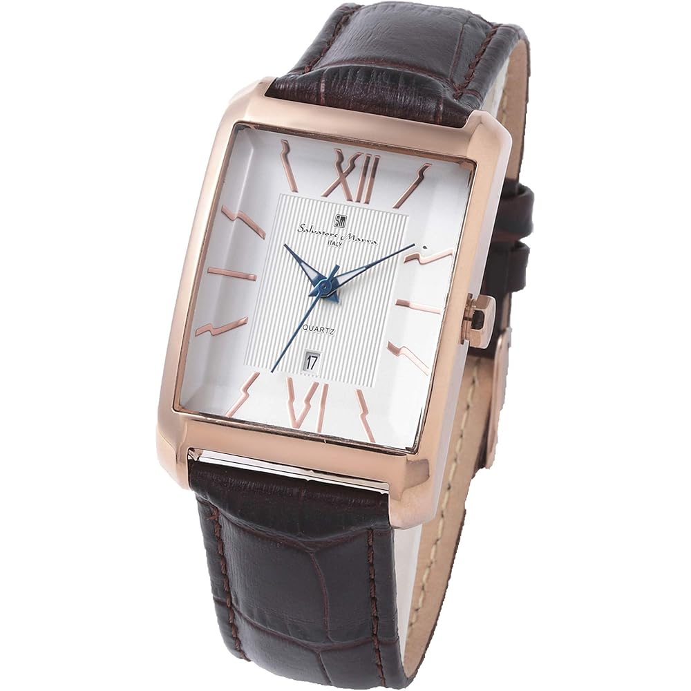 Salvatore Marra Analog Quartz Watch White Leather Strap Unisex Business Timepiece