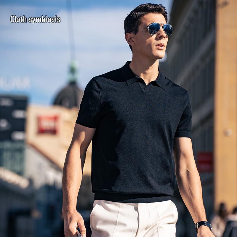 Мистер. Мужская футболка-поло с коротким рукавом из вязаной мериносовой шерсти L (175)