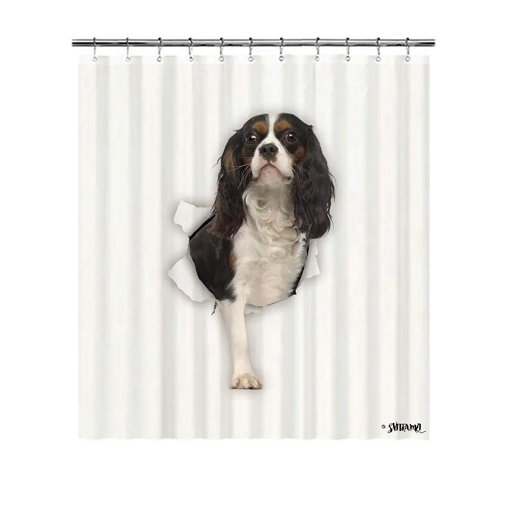 Cavalier King Charles Spaniel Hunde Duschvorhang Wasserdicht Polyester Stoff Badezimmer Duschvorhänge Badezimmer Dekoration Mit Haken