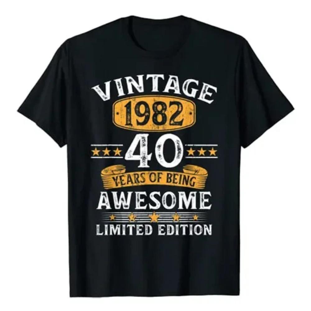 Vintage 40-årsdag 40 år 1982 Retro Kassettband Videokassett Diskettskjorta T-shirt Man Fru Skjorta Streetwear