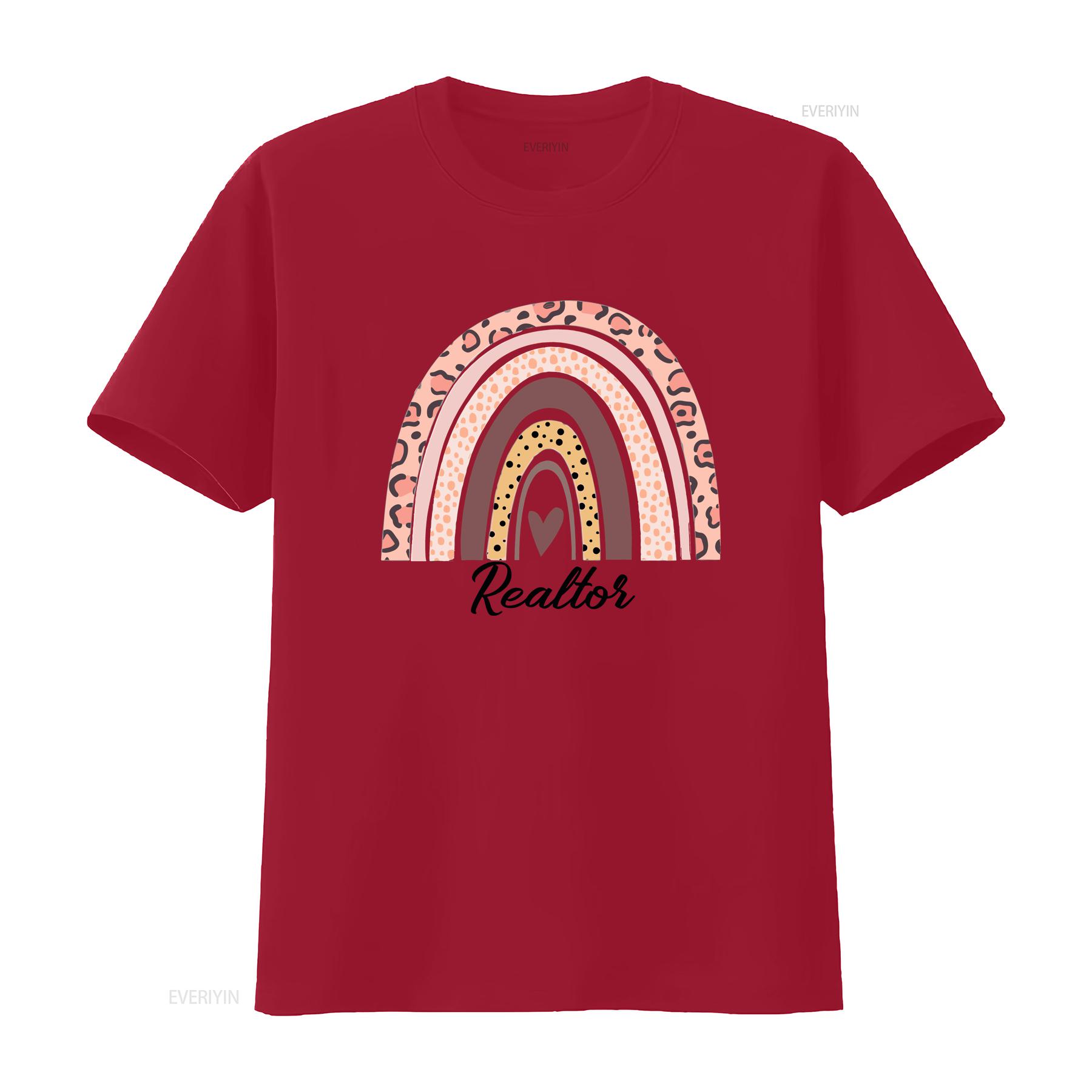 

Boho Rainbow realtor shirt Real Estate Womens T Ladies tee vintage Washed Breathable Casual Stretched Unisex graphic S