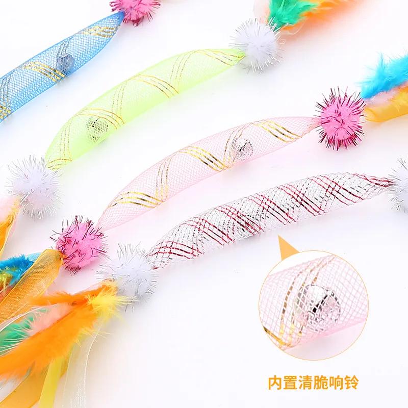Cat Toys Colorful Hoses Feathers Cat Teasing Sticks Bite Resistant Interactive Toys And Fun For Cats Toys And Pet Supplies