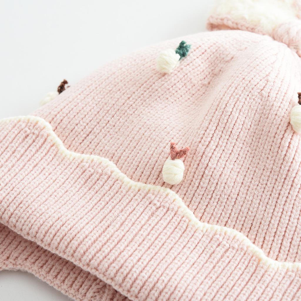 Winter Children's Hats, Girls' Outdoor Sun Shading and Windproof Woolen Hats, Baby Knitted Bow Ear Protection Hats