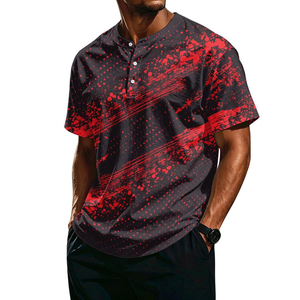 Men's Casual Lightweight Breathable Button Down Short Sleeve Shirt with Halloween Print