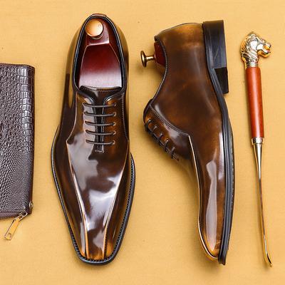 Amazon Popular Men'S Patent Leather Glossy Leather Shoes Business Dress Oxford Shoes