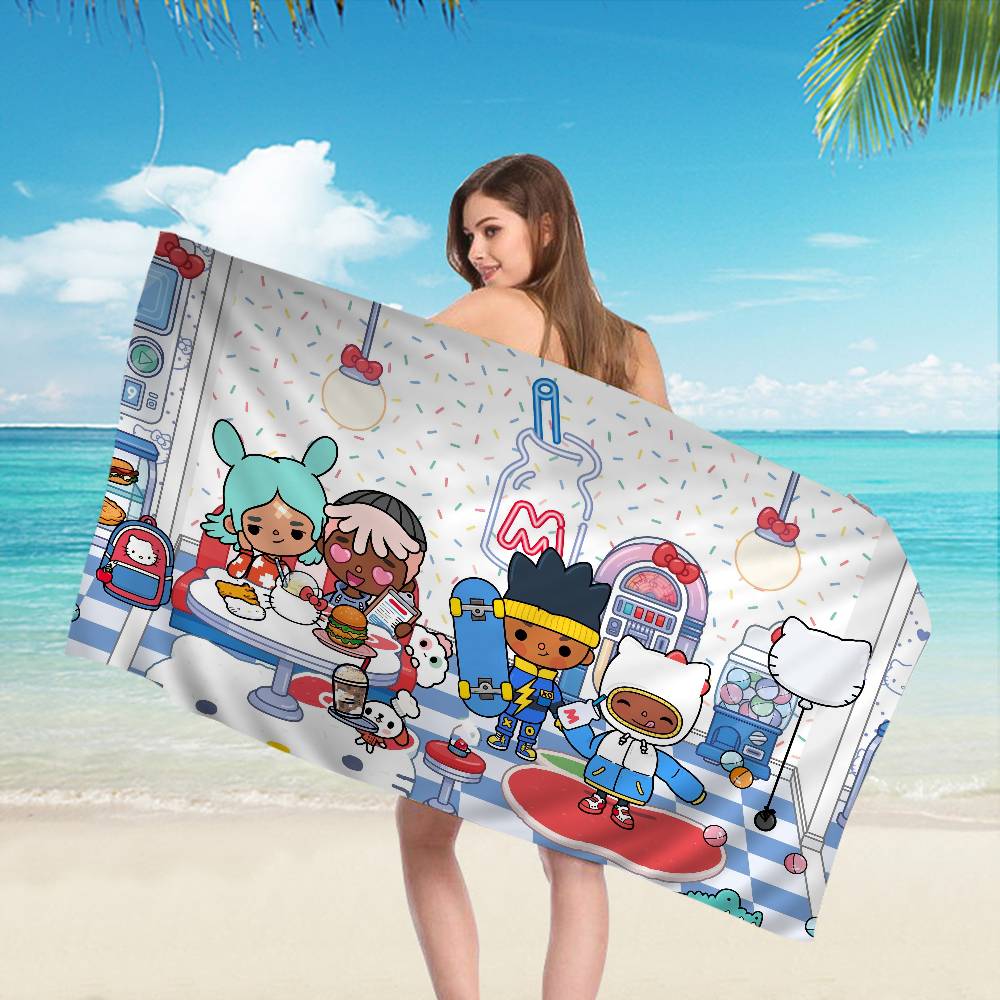 T-Toca-Boca T-Toca Life World Microfiber Beach Towel Absorbent Quick Dry Soft Yoga Swimming Resort Mountain Climbing Towel