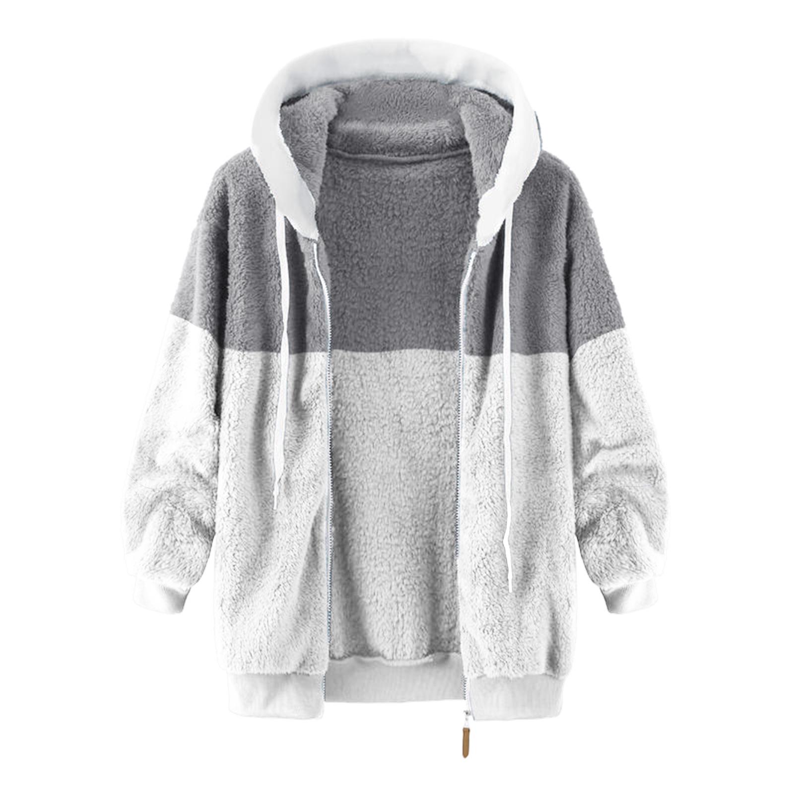 

Женская теплая плюшевая лоскутная куртка с капюшоном и карманами на молнии Осень/Зима 2025 5XL серый
