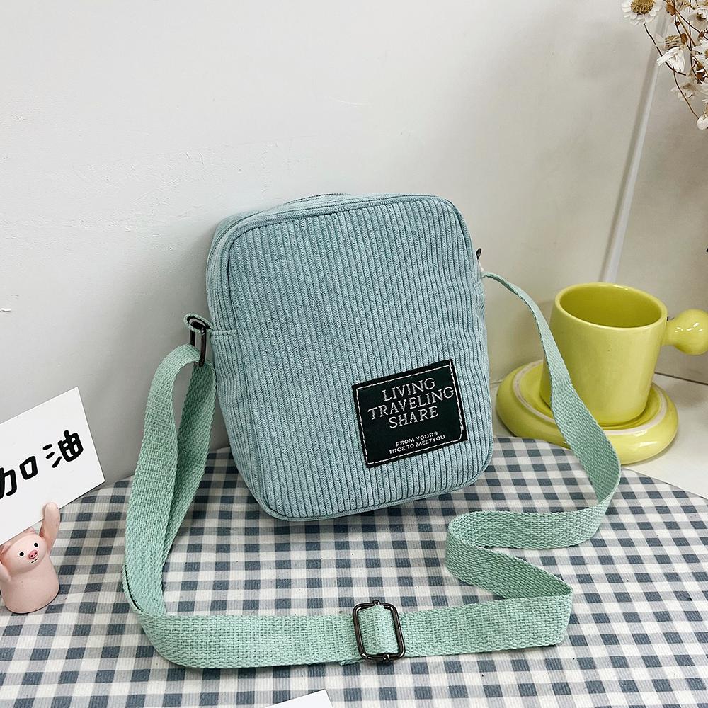 FASHION Cute Girl Canvas Bag Ins Small Crossbody Bag Female Student Solid Colour Simple Adjustable Strap Shoulder Bag Daily Women'S Bag
