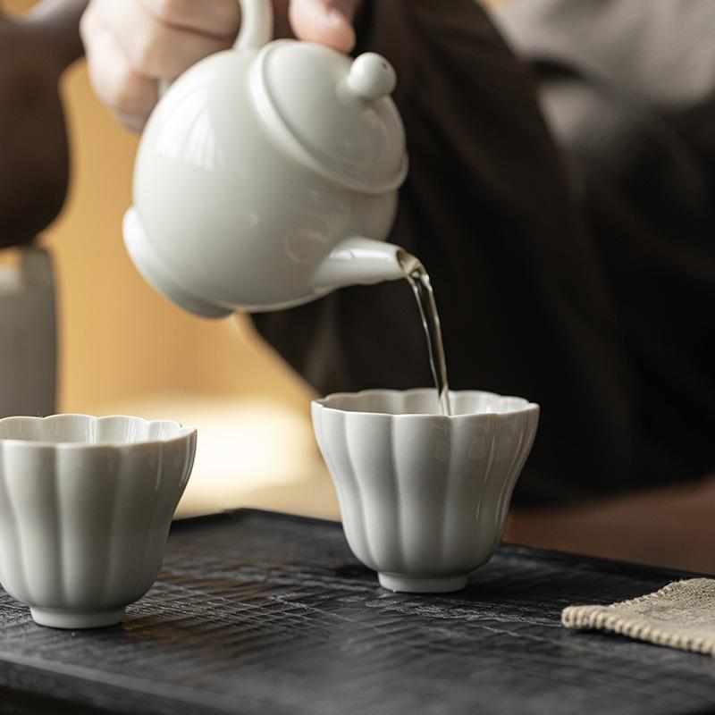 Grass, Ash, Lace, Main Single Cup Ceramic Tea, Kung Fu Tea Set, Tea Tasting Aroma Cup, Simple Tea Cup