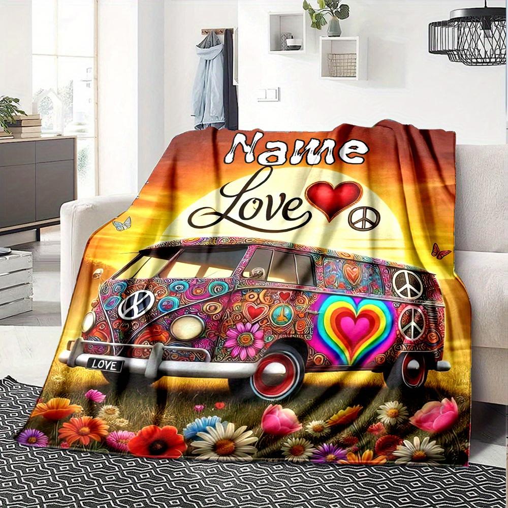 Hippie Van Home Custom Blankets Comfortable Soft Lightweight Multipurpose Blanket For Picnics Sofas Offices Beds Living Rooms Perfect Gift For Friends