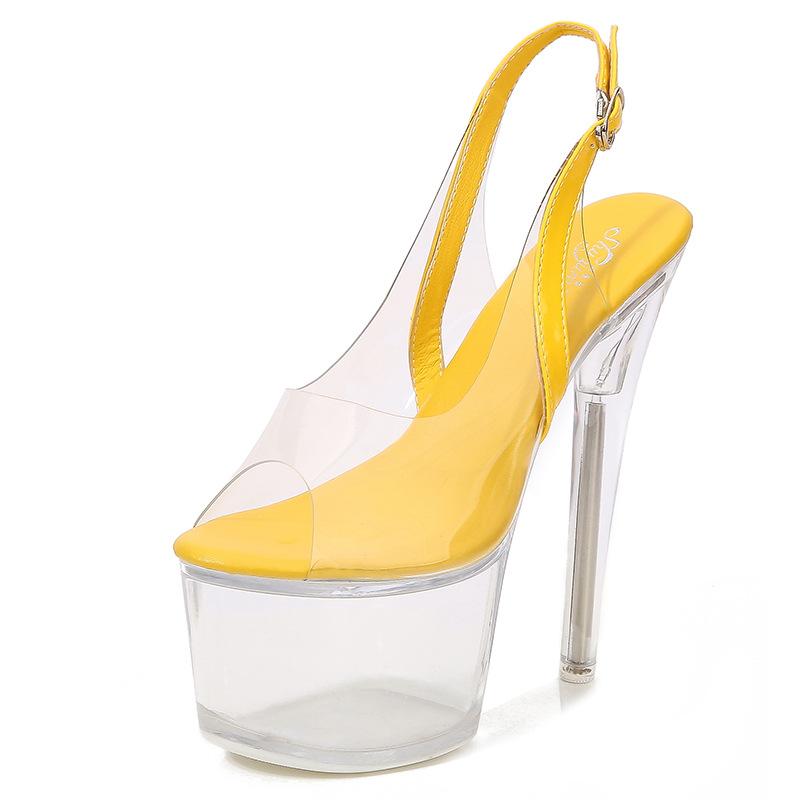 

Ladies Stilettos Glowing Catwalk Nightclub Fashion Sandals 181 Series 16cm Heel 7cm Platform LFD 43 жовтий