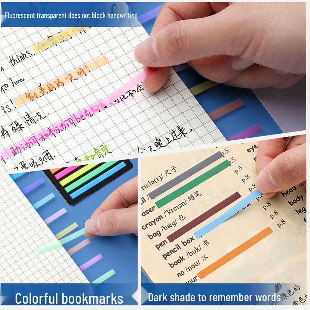 Fluorescent PET Waterproof Sticky Notes, Extra-Thin Long Tabs, 300 Pieces, Convenient Key Point Markers.