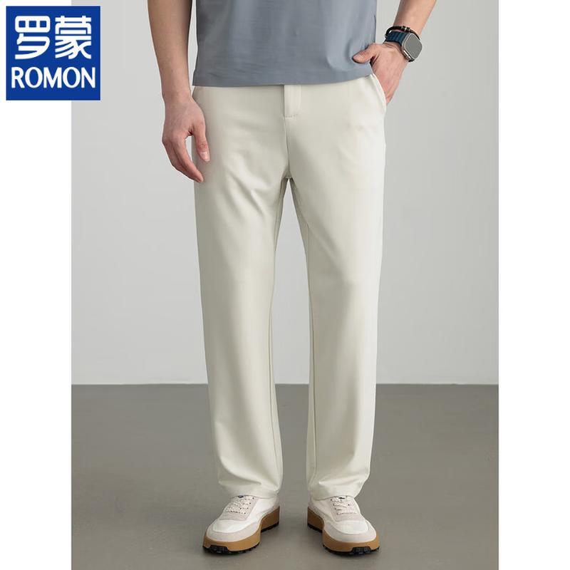 ROMON Men's Linen Silk Blend Straight-Leg Casual Pants