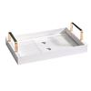 Serving tray Rack with Handles Modern Elegant Cup Holder for Countertop Household , Drain White