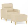 Cream Armchair with Footstool 60 Cm Fabric