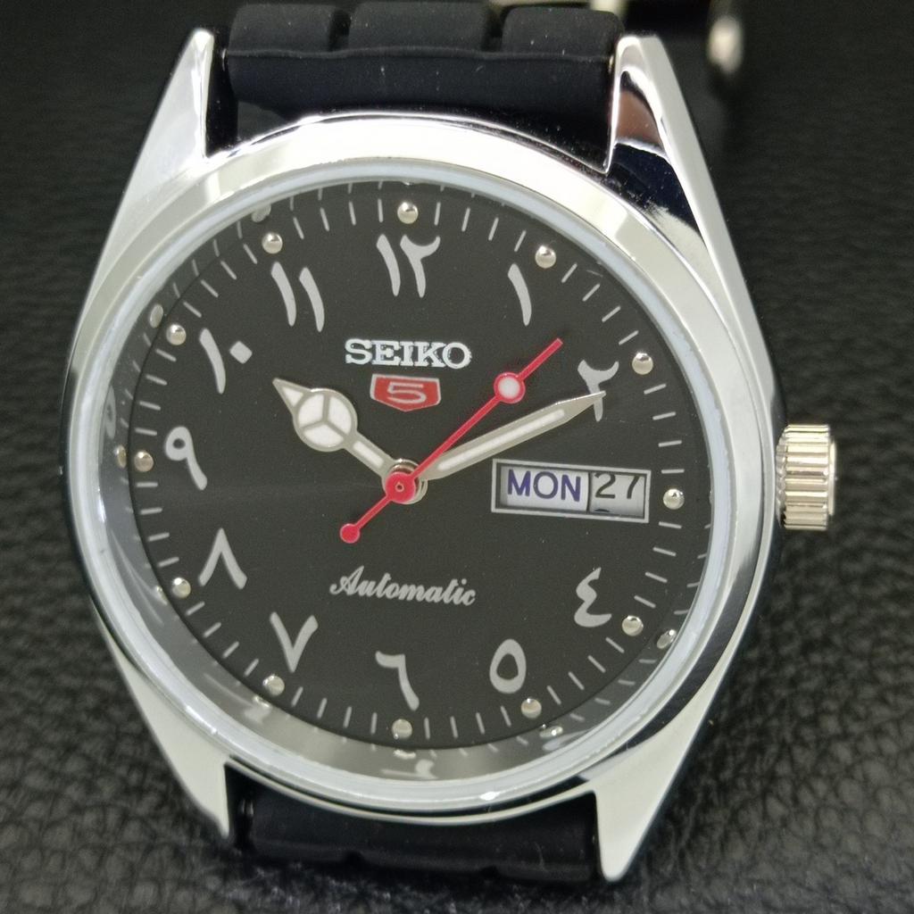 JAPAN VINTAGE REFURBISHED SEIKO 5 AUTOMATIC 6309A MENS BLACK WATCH a441207-4 Sk-a441207