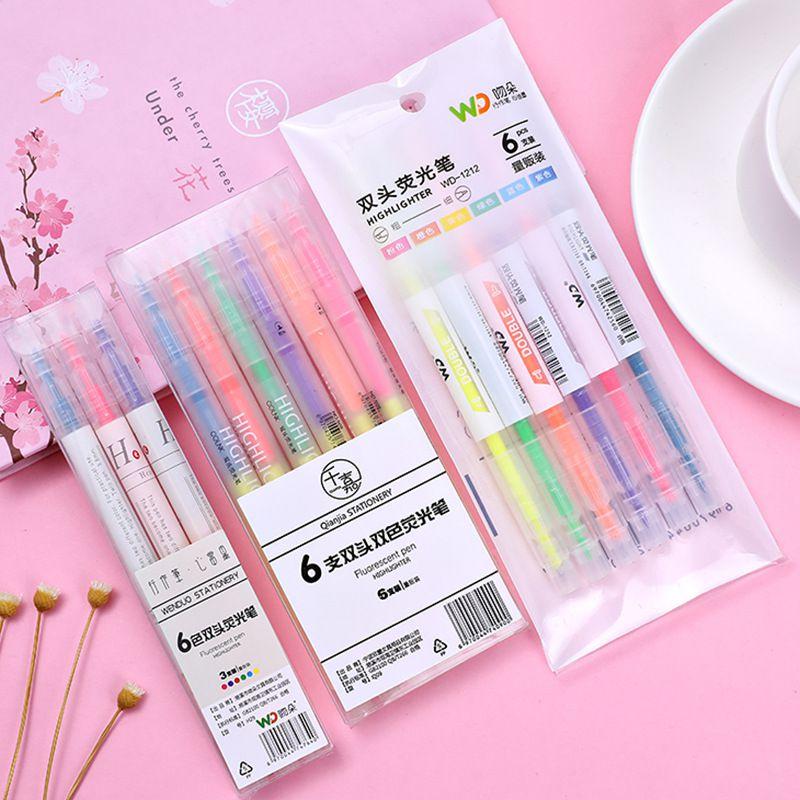 Creative Double-ended Highlighter Pack For Students And Office Use Vibrant Colors