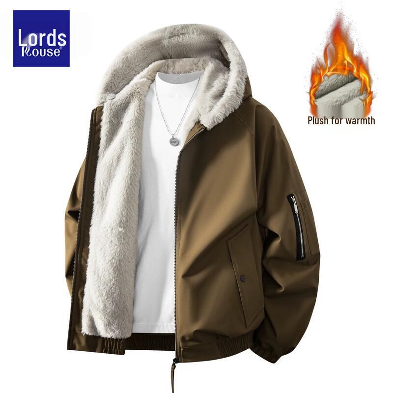 Men's Premium American-Style Faux Rabbit Fur Lined Hooded Jacket