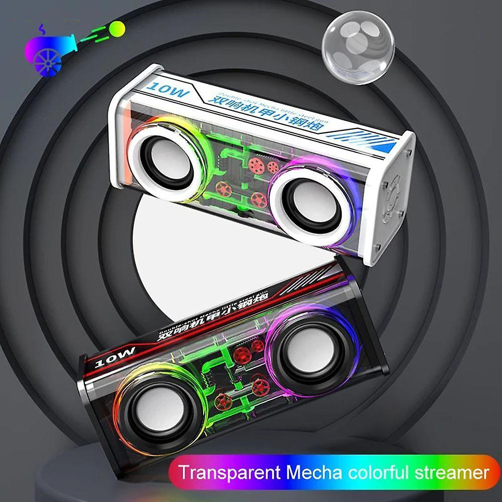 Transparent Case Colorful Light Dual Speaker Audios Multifunctional Stereo Loudspeaker for Home Pool Travel