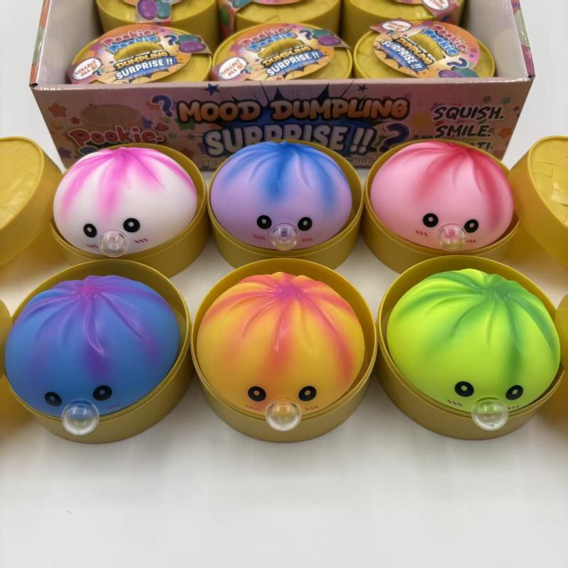 1Pcs Colorful Squeeze Bubble Bun Toy With Steamer, Stress Relief Squishy Emotion Bun, Funny Decompress Toy For Kids & Adults