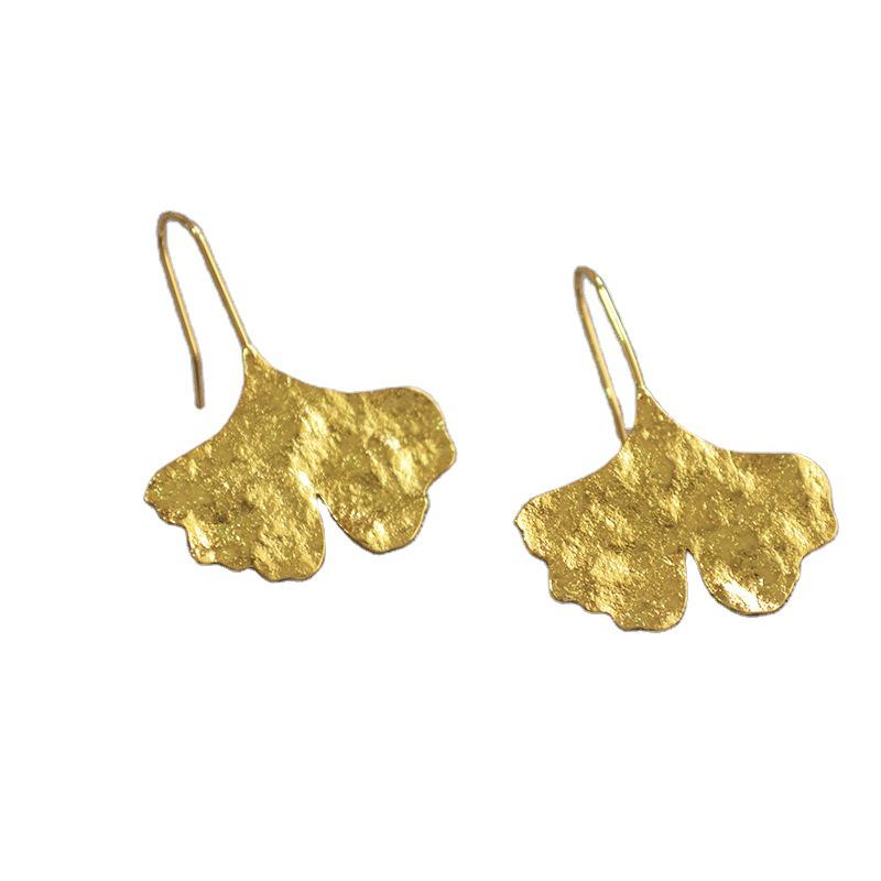 Vintage Gold-Plated Maple and Ginkgo Leaf Earrings for Women