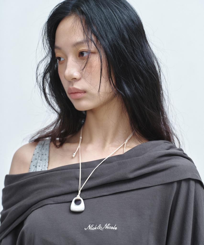 Nigaennikol Draped Hood Off Shoulder Top_Charcoal