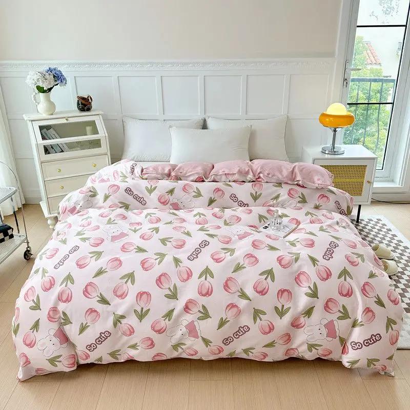 1Pc Printing Cotton Duvet Cover No filler,Breathable Skin Friendly Fabric Comfortable Plants and Flowers pattern,Bedroom Bedding
