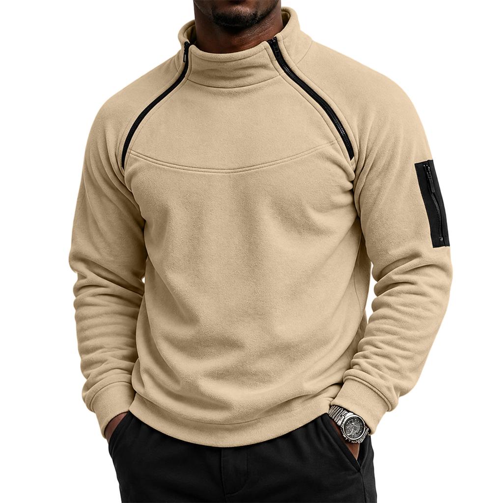Men's Jacket Half Zip Pullover with Stand Collar for Outdoor Winter Warm