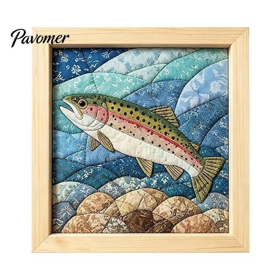 Kein Nähen Quilt Kunst No-Sew Japanisches Stoff-Set, DIY Mosaik-Sets für Erwachsene Anfänger, Gestepptes Wand-Handarbeitsprojekt Handwerk mit Rahmen & Werkzeugen, Sets, Geschenke
