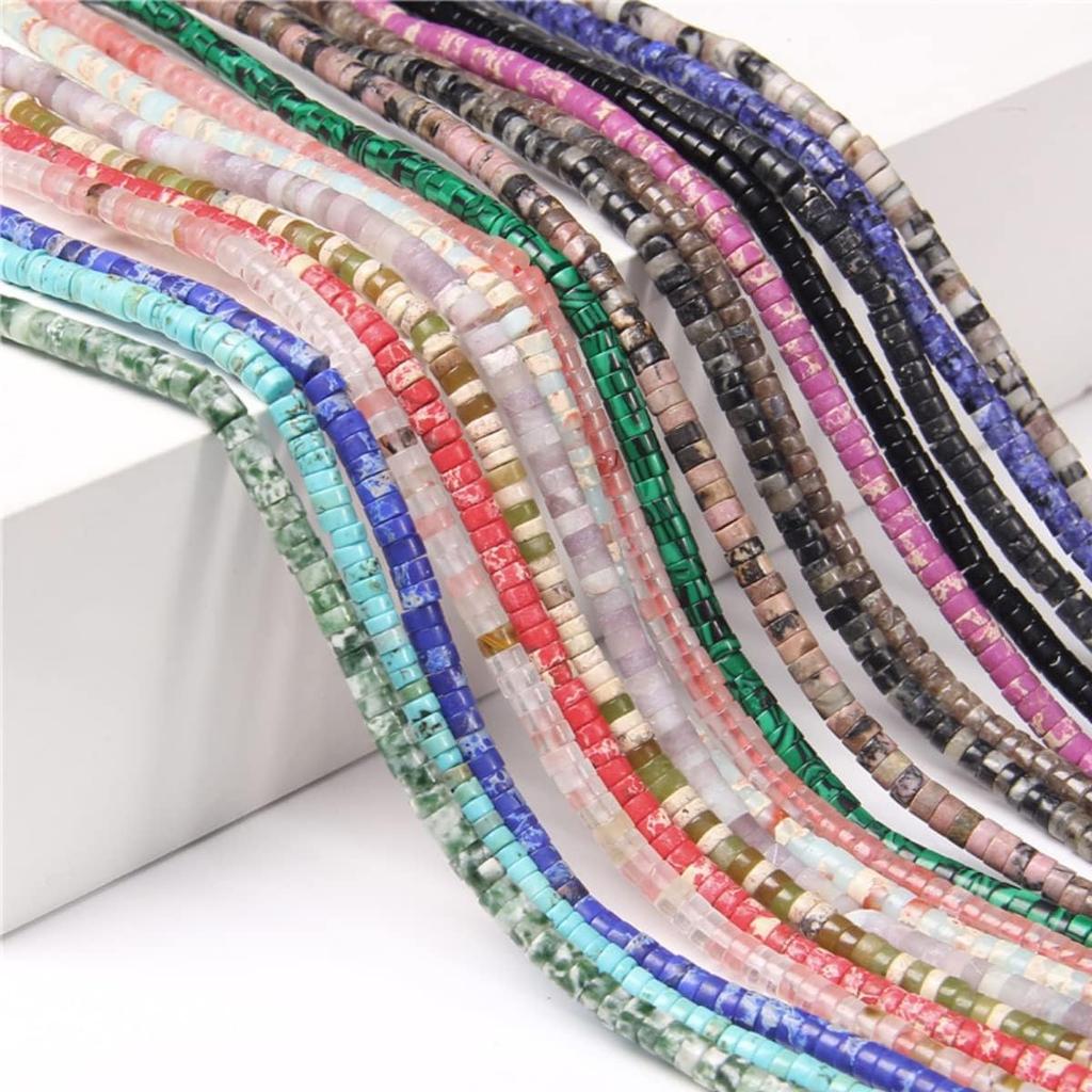 1 Strand 4x2mm Natural Gemstone Beads Heishi Beads,Loose Flat Round Undyed Cylinder Flat Spacer Stone Beads for Bracelet Earrings Jewelry Making,Red