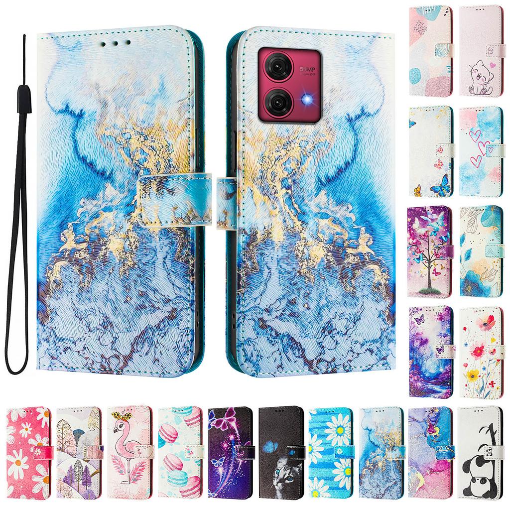 Ocean Colored Marble Luxury Painted Leather Case Wallet Book Style Cover for Motorola Moto G60,G40 Fusion,G10,G20,G30,G Play,G Power,Edge 50 NEO...