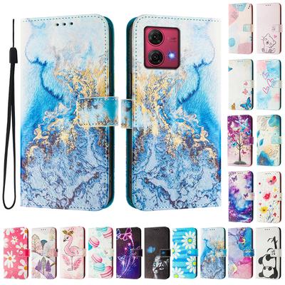 Luxusní malované kožené pouzdro v oceánské barvě s mramorovým povrchem, peněženka, styl knihy, pro Motorola Moto G60, G40 Fusion, G10, G20, G30, G Play, G Power, Edge 50 NEO...