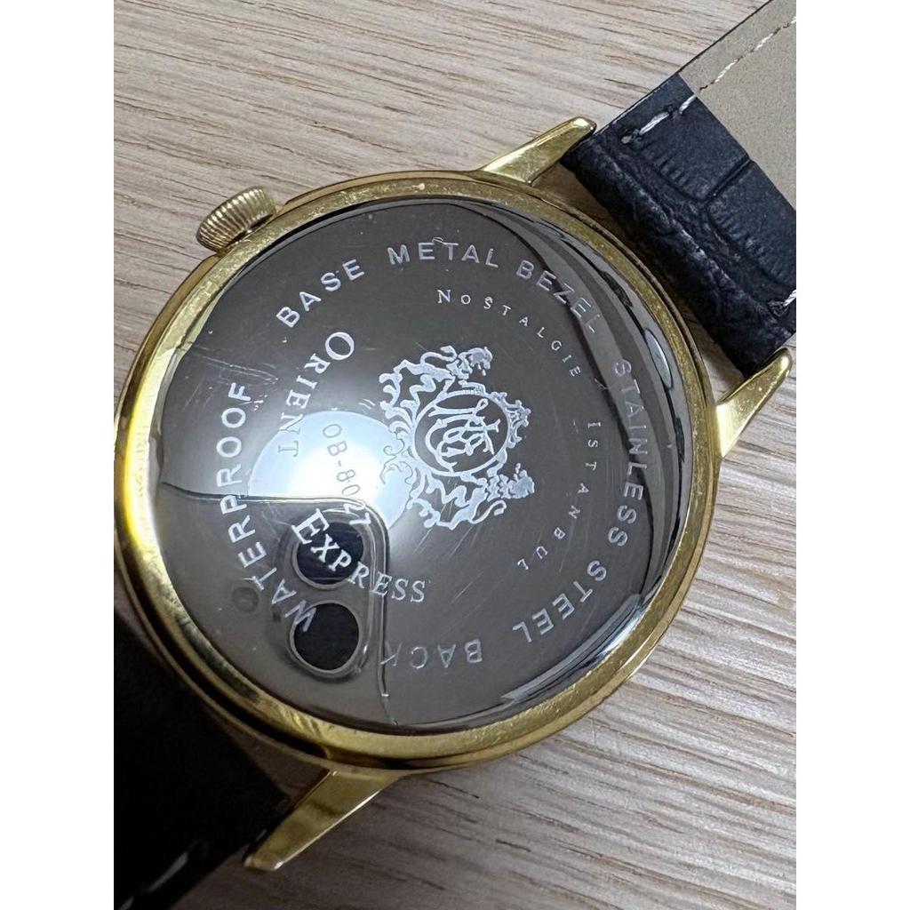 Used [Working Item] Orient Express Gold Vintage New Battery Men's Good Condition Belt Deterioration
