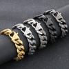 Cool 18MM Width Curb Cuban Link Chain Bracelet for Man Solid Stainless Steel Men's Bracelets Vintage Jewelry Accessories 5 Color